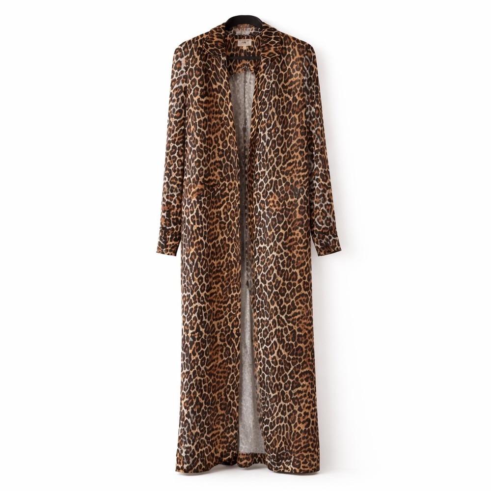 LPA Revolve Sienna Leopard Open Front Luxury Duster Coat Mob Wife Glam Small